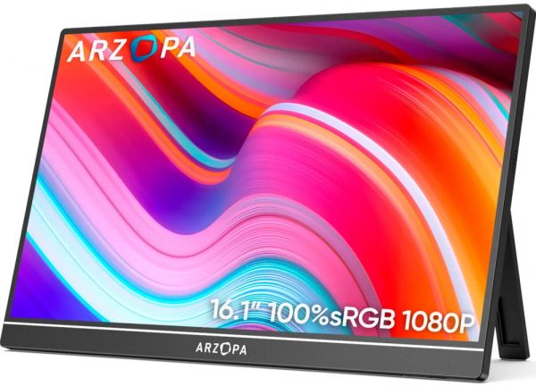  16.1" Arzopa G1 Game (Z1RC), Black, WLED, IPS, 2560x1600, 16:9, 5 , 144 , 250 /, 1200:1, 85/85, 2xType-C/ mini-HDMI, 2x1W -  1