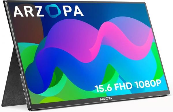  15.6" Arzopa A1 Gamut, Black, WLED, IPS, 1920x1080, 16:9, 5 , 60 , 250 /, 1200:1, 178/178, Type-C/ mini-HDMI, 1 x 3.5 mm Headphone Jack -  1