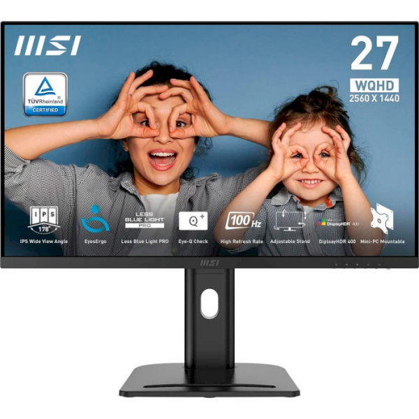  27" MSI PRO MP273QP E2, Black, WLED, IPS, 2560x1440 (16:9), 4 , 100 , 250 /, 1000:1, 178/178, 2xHDMI/DP/3.5  (mini-jack), VESA 75x75  -  1