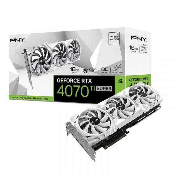  GeForce RTX 4070 Ti SUPER, PNY, VERTO OC (White Edition), 16Gb GDDR6X, 256-bit, HDMI/3xDP, 2655/21000 MHz, 16-pin (VCG4070TS16TFWXPB1-O) -  1