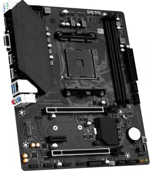 . AM4 (B550) Maxsun Terminator B550M, B550, 2xDDR4, Int.Video(CPU), 4xSATA3, 1xM.2, PCI-E 16x 4.0, PCI-E 16x 3.0, PCI-E 1x 3.0, ALC897, RTL8111H, 2xUSB3.2/4xUSB2.0, VGA/HDMI, Micro ATX (MS-Terminator B550M) -  3