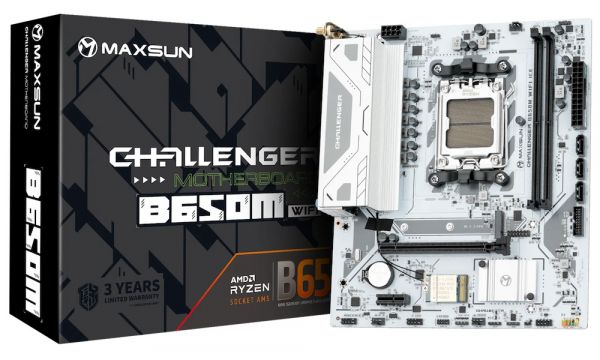   AM5 Maxsun eSport B650M WIFI6 ICE, B650, 2xDDR5, Int.Video (CPU), 3xSATA3, 1xM.2, 1xPCI-E 4.0 x16, 1xPCI-E 3.0 x1, ALC897, RTL8111H, RTL8821CE, BT4.2, 4xUSB3.2/2xUSB2.0, DP/HDMI, Micro ATX -  1