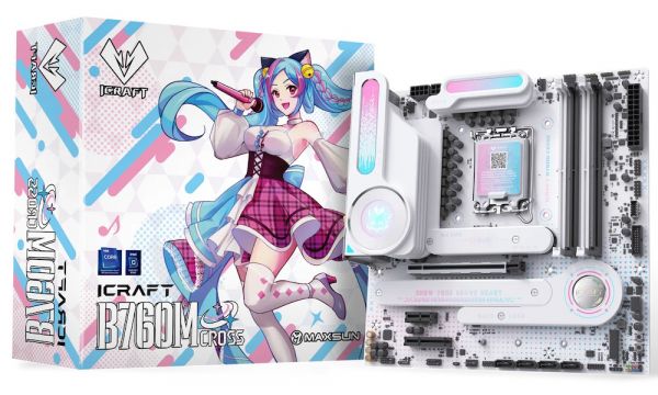 . LGA1700, Maxsun iCraft B760M CROSS, B760, 4xDDR5, Int.Video(CPU), 4xSATA3, 1xPCI-E 16x 5.0, 1xPCI-E 4x 3.0, 1xPCI-E 1x, 3xM.2 4.0, RTL8125B, 4xUSB3.2/4xUSB2.0, 1xUSB TypeC 3.2, DP/HDMI, WiFi 6E+BT5.3, 14phase, ARGB,MicroATX(MS-iCraft B760M CROSS) -  1