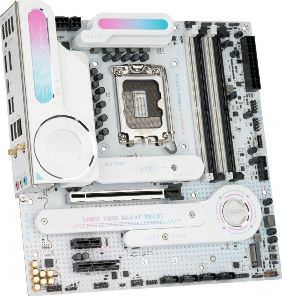 . LGA1700, Maxsun iCraft B760M CROSS, B760, 4xDDR5, Int.Video(CPU), 4xSATA3, 1xPCI-E 16x 5.0, 1xPCI-E 4x 3.0, 1xPCI-E 1x, 3xM.2 4.0, RTL8125B, 4xUSB3.2/4xUSB2.0, 1xUSB TypeC 3.2, DP/HDMI, WiFi 6E+BT5.3, 14phase, ARGB,MicroATX(MS-iCraft B760M CROSS) -  4