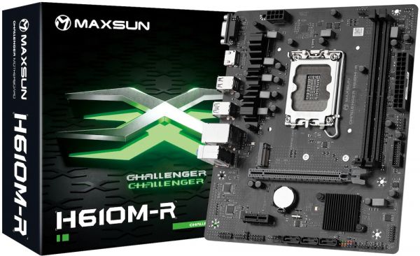 . LGA1700, Maxsun Challenger H610M-R V2, H610, 2xDDR4, Int.Video(CPU), 3xSATA3, 1xPCI-E 16x 4.0, 1xPCI-E 1x, M.2 3.0, RTL8111H, 2xUSB3.2/2xUSB2.0, VGA/HDMI, MicroATX (MS-Challenger H610M-R V2) -  1