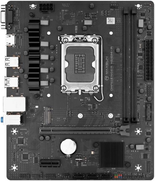 . LGA1700, Maxsun Challenger H610M-R V2, H610, 2xDDR4, Int.Video(CPU), 3xSATA3, 1xPCI-E 16x 4.0, 1xPCI-E 1x, M.2 3.0, RTL8111H, 2xUSB3.2/2xUSB2.0, VGA/HDMI, MicroATX (MS-Challenger H610M-R V2) -  3