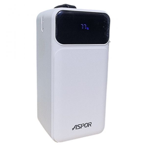    50000 mAh, Aspor, White, 22.5 , Type-C (PD 3.0) / 2xUSB (QC 3.0) / Lightning,  LED , LED  (A319W) -  1