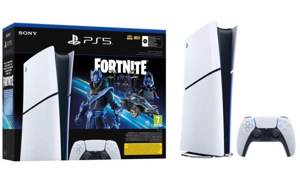   Sony PlayStation 5 Slim Digital Edition (Fortnite Cobalt Star Bundle), White,  Blu-ray  -  3