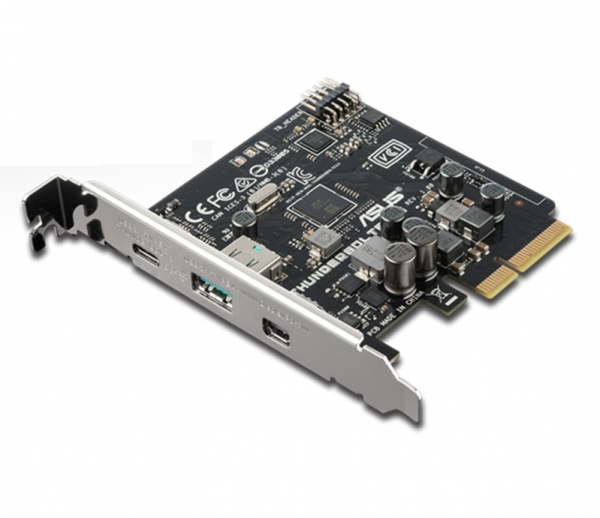  Asus ThunderboltEX 3, PCI-E 3.0 x4, 1xThunderbolt 3 (Type-C) / 1xUSB 3.1 Gen 2 (Type-A) / 1xmini DisplayPort, Bulk -  1