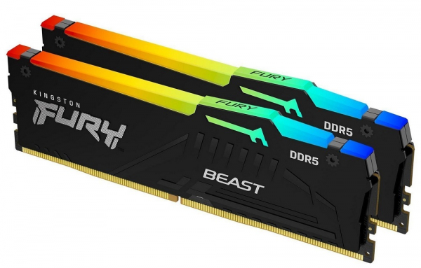 ' 16Gb x 2 (32Gb Kit) DDR5, 6000 MHz, Kingston Fury Beast RGB (EXPO), Black, 36-44-44, 1.35V,   (KF560C36BBE2AK2-32) -  1