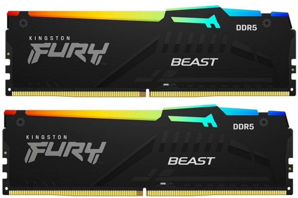 ' 16Gb x 2 (32Gb Kit) DDR5, 6000 MHz, Kingston Fury Beast RGB (EXPO), Black, 36-44-44, 1.35V,   (KF560C36BBE2AK2-32) -  2