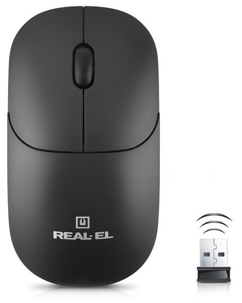  REAL-EL RM-313W Wireless, Black, , USB, , 1000 dpi, 2 , 2xAAA -  1