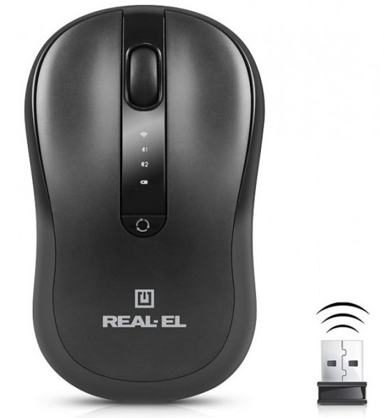  REAL-EL RM-450W Rechargeable Wireless, Black, , Type-C, BT, , 2400 dpi, 3  -  2