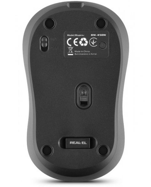  REAL-EL RM-450W Rechargeable Wireless, Black, , Type-C, BT, , 2400 dpi, 3  -  7