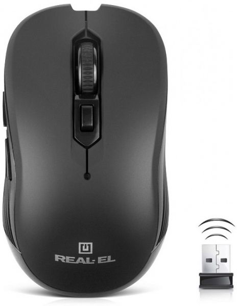  REAL-EL RM-331W Wireless, Black, , USB, , 1600 dpi, 5 , 2xAAA -  4