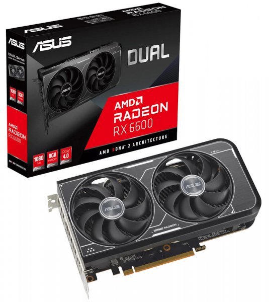 ³ Radeon RX 6600, Asus, DUAL V3, 8Gb GDDR6, 128-bit, HDMI/3xDP, 2491/14000 MHz, 8-pin (DUAL-RX6600-8G-V3) -  1