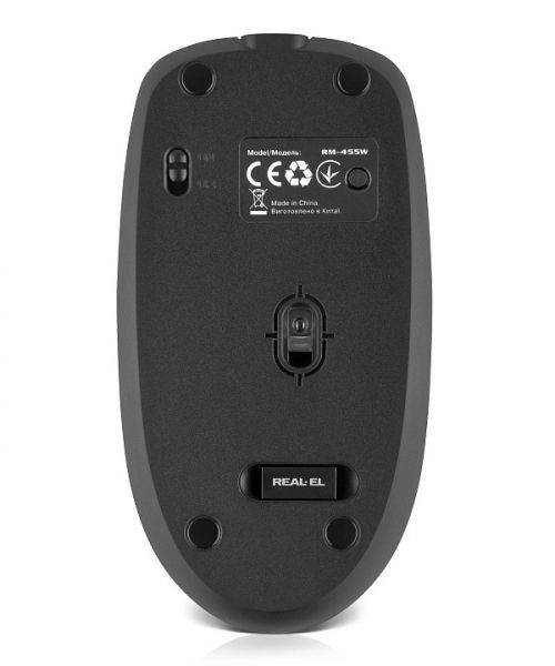  REAL-EL RM-455W Rechargeable Wireless, Black, , Type-C, BT, , 2400 dpi, 3  -  9