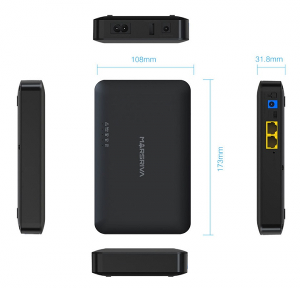      Marsriva KP2 EC, Black, 8000 mAh (29.6Wh), 1xDC (9V/2.0A  12V/1.5A), 1xDC (5V/2.1A), 1xUSB (5V/2.1A), PoE (24V/0.75A) -  5