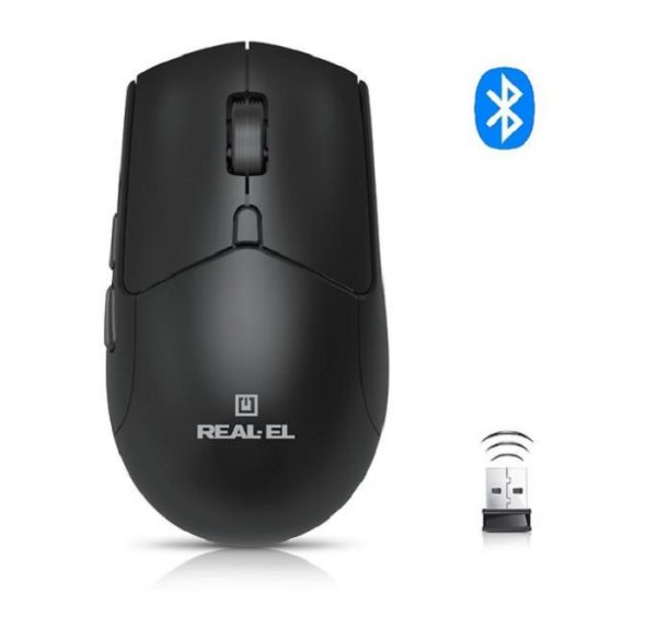  REAL-EL RM-460W Rechargeable Wireless, Black, , Type-C, BT, , 2400 dpi, 5  -  1