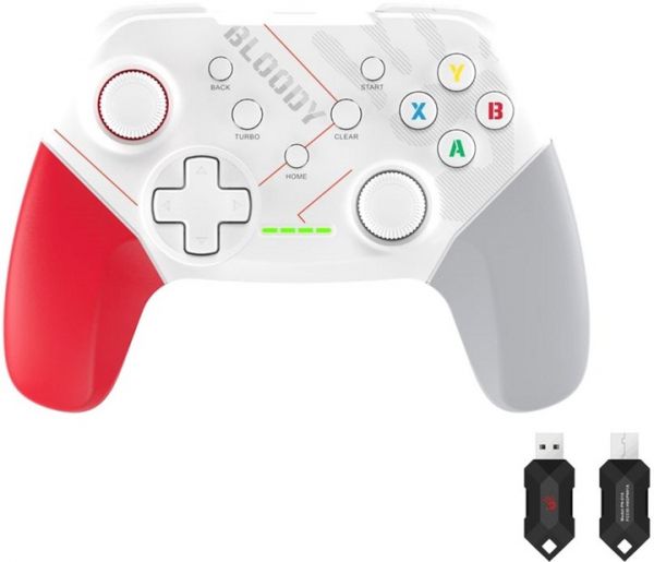  Bloody GPW50, White/Red/Grey,  (USB 2.4GHz),   / PS3 / Android,  , 600 mAh -  1