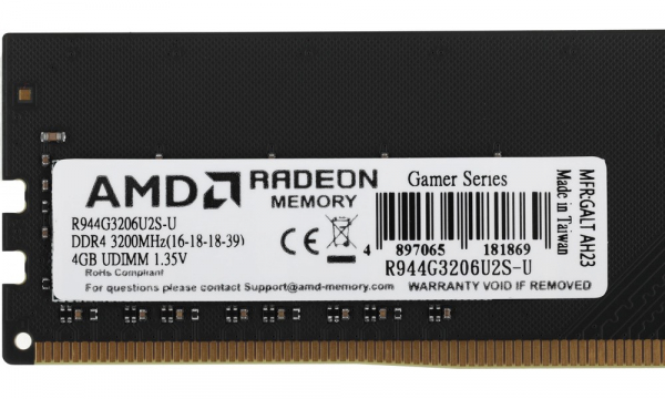 ' 4Gb DDR4, 3200 MHz, AMD R9, CL22, 1.2V (R944G3206U2S-U) -  4