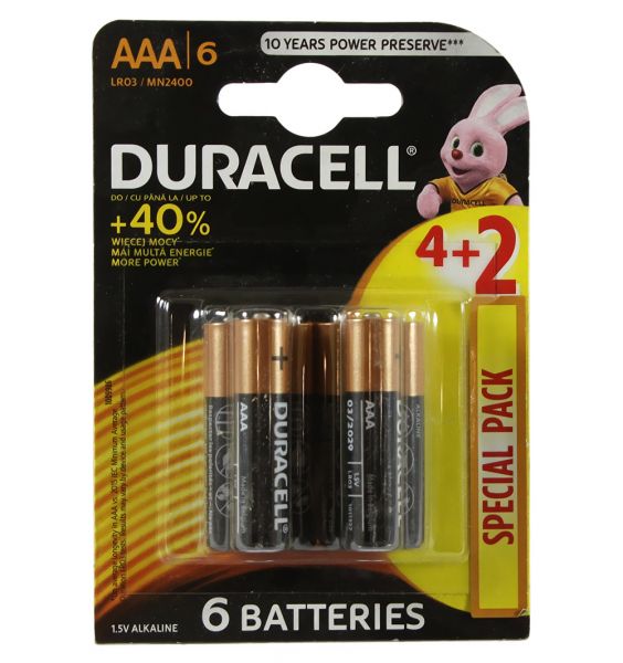  AAA (LR03), , Duracell Duralock Basic, 6 , 1.5V, Bulk (MN2400 6BL) -  1