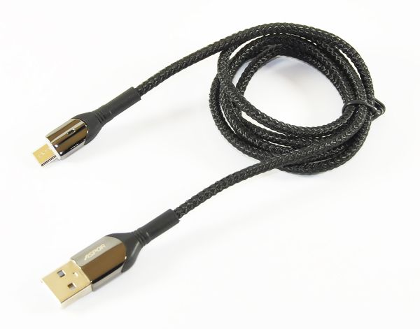  USB <-> microUSB, Aspor Nylon, Black, 1.0 , 3.0A (AC-08) -  1