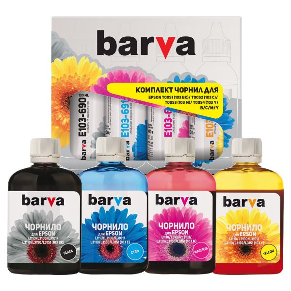   Barva Epson L1110, L3100, L3101, L3110, L3150, L3151, Black / Cyan / Magenta / Yellow, 4x100  (E103-100-MP) -  1