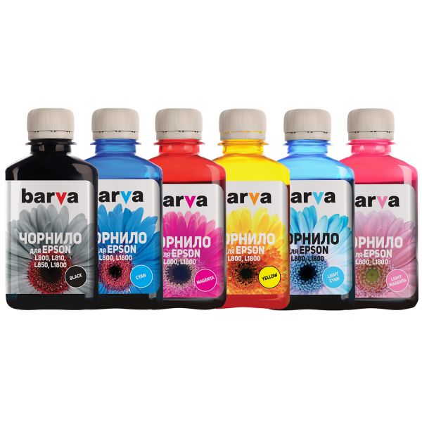   Barva Epson L800/L850/L1800, Black / Cyan / Light Cyan / Magenta / Light Magenta / Yellow, 6x180  (L800-180-MP) -  1