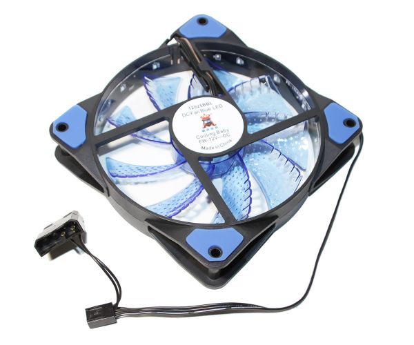  120 mm Cooling Baby 12025BBL 120x120x25, BB, 22, 12V, 1000 /, LED blue, , 3-pin+4-pin(Molex) -  1