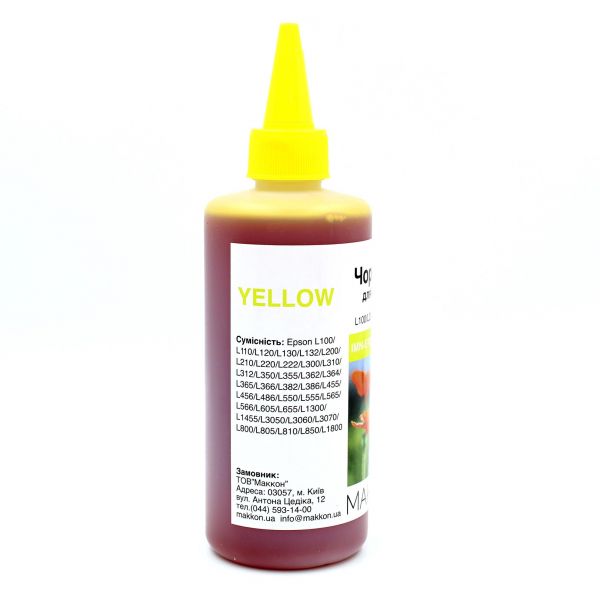  Epson T6644/T6734, Yellow,   L1xx, L2xx, L3xx, L4xx, L5xx, L8xx, L30xx, L1300/L1800, 250 , Makkon (IMN-EPS-L100-250Y) -  2