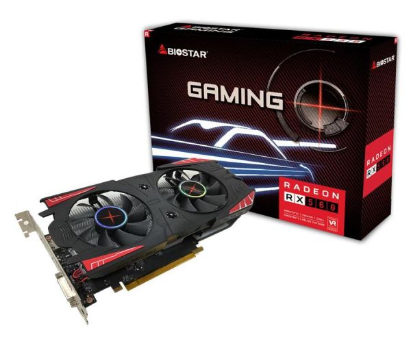  Radeon RX 560, Biostar, 4Gb GDDR5, 128-bit, DVI/HDMI/DP, 1176/6000 MHz (VA5615RF41) -  1