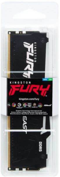  32Gb DDR5, 4800 MHz, Kingston Fury Beast RGB, Black, 38-38-38, 1.1V,   (KF548C38BBA-32) -  5