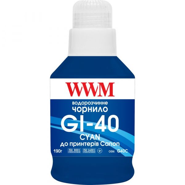  WWM Canon G5040/G6040/G7040, GM2040/GM4040, Cyan, 190 ,  (G40C) -  1