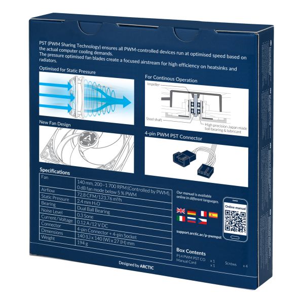  140 , Arctic P14 PWM PST CO, Black, 14014027 , PWM, 200-1700 /, 4-pin,   (ACFAN00126A) -  7