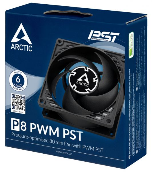  80 , Arctic P8 PWM PST, Black, 808025 , PWM, 200-3000 /, 4-pin,   (ACFAN00150A) -  4