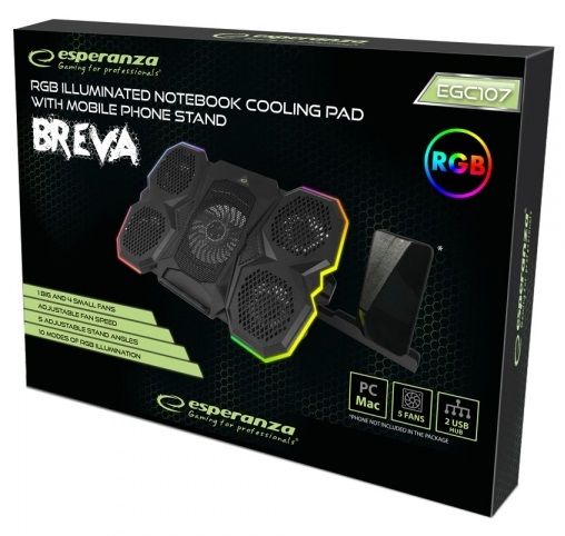 ϳ    17" Esperanza "Breva", Black, 1x12.5 /4x7   (26-30 dB, 1200/2600-3000 rpm), 10  RGB ,   , 2xUSB, 430x28 ) -  5