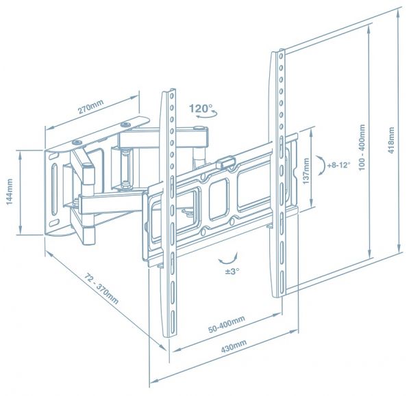    LCD/Plasma TV 26-55" Walfix R-414B Black, VESA 400x400,  35 ,   120,  -12~+3,  -3~+3,    72 -370  -  2