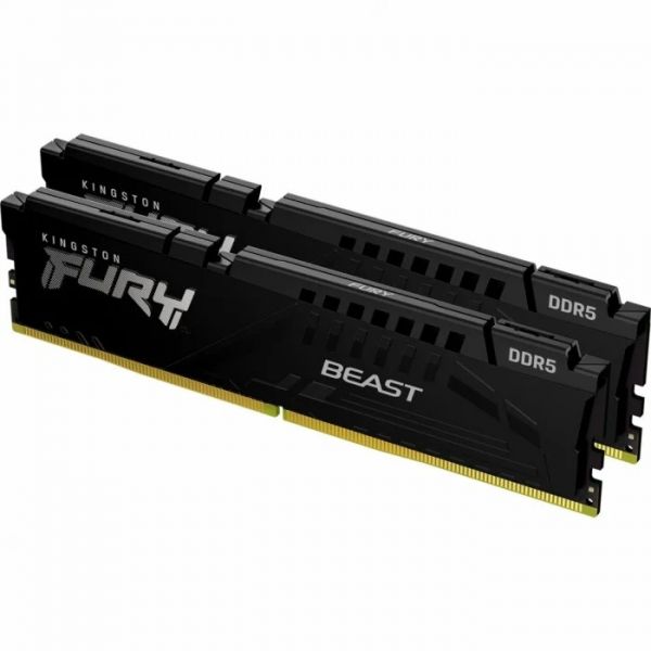  8Gb x 2 (16Gb Kit) DDR5, 5200 MHz, Kingston Fury Beast, Black, 36-40-40, 1.25V,   (KF552C36BBEK2-16) -  1