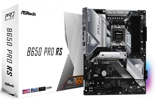   AM5 ASRock B650 Pro RS, B650, 4xDDR5, Int.Video (CPU), 4xSATA3, 3xM.2, 1xPCI-E 4.0 16x, 1xPCI-E 3.0 16x, 1xPCI-E 4.0 1x, 1xM.2 (Key E), ALC897, RTL8125BG, 7xUSB3.2/9xUSB2.0, HDMI/DP, CrossFire, ATX -  1