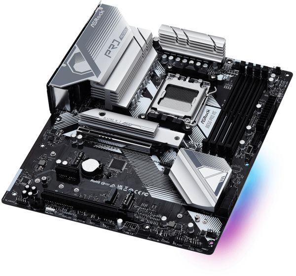   AM5 ASRock B650 Pro RS, B650, 4xDDR5, Int.Video (CPU), 4xSATA3, 3xM.2, 1xPCI-E 4.0 16x, 1xPCI-E 3.0 16x, 1xPCI-E 4.0 1x, 1xM.2 (Key E), ALC897, RTL8125BG, 7xUSB3.2/9xUSB2.0, HDMI/DP, CrossFire, ATX -  4