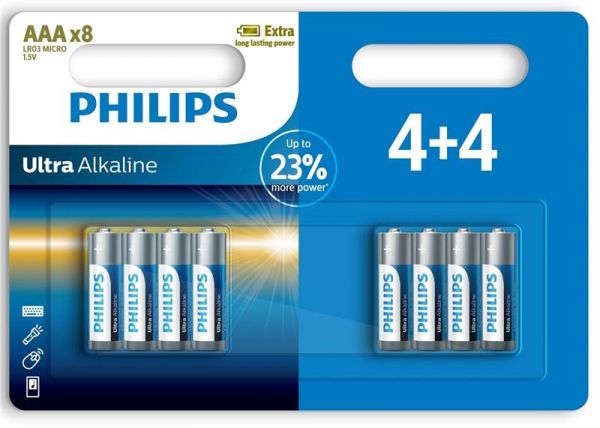  AAA (LR03), , Philips Ultra Alkaline, 8 , 1.5V (LR03E8B/10) -  1