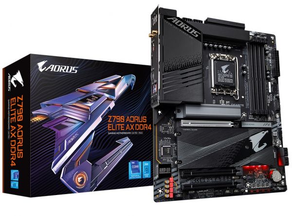   LGA1700, Gigabyte Z790 AORUS ELITE AX DDR4, Z790, 4xDDR4, Int.Video(CPU), 4xSATA3, 4xM.2, 1xPCI-E 16x 5.0, 1xPCI-E 16x 4.0, 1xPCI-E 16x 3.0, Realtek 7.1, Realtek 2.5GbE, WiFi 6, Bluetooth 5.3, 9xUSB3.2/8xUSB2.0, HDMI/DP, ATX -  1