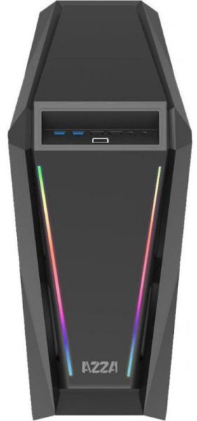  AZZA Chroma 410A Black,  , Mid Tower,  ATX / Micro ATX / Mini ITX, 2USB 2.0, 2USB 3.0, 2x 120  Black Fan, 1x120  AZZA Prisma ARGB Fan (CSAZ-410A) -  2