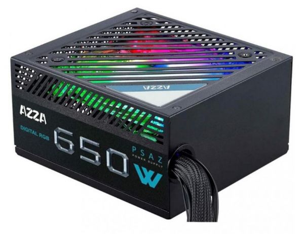   650W, AZZA PSAZ-650W(ARGB) 120 , 2x4+4pin, SATA x 5, 2x(6+2pin),  OPP/OVP/UVP/SCP/OCP, 80 PLUS Bronze -  1