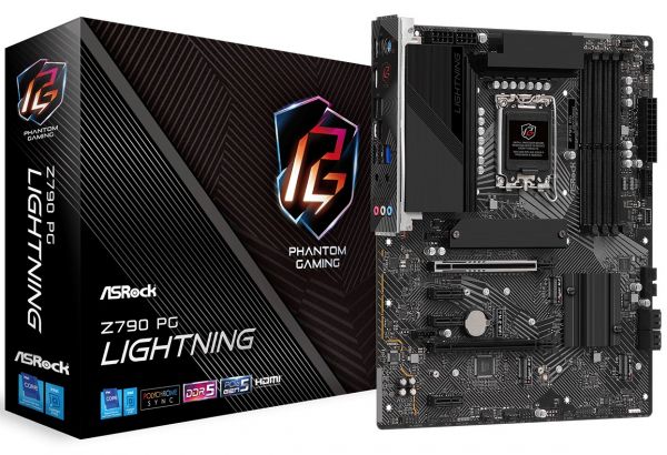   LGA1700, ASRock Z790 PG Lightning, Z790, 4xDDR5, Int.Video(CPU), 4xSATA3, 4xM.2, 1xPCI-E 16x 5.0, 1xPCI-E 16x 4.0, 3xPCI-E 1x 3.0, 1xM.2 (Key E), ALC897, RTL8125BG, 12xUSB3.2/3xUSB2.0, HDMI/Type-C, CrossFire, ATX -  1