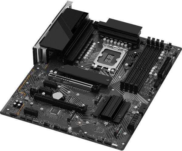   LGA1700, ASRock Z790 PG Lightning, Z790, 4xDDR5, Int.Video(CPU), 4xSATA3, 4xM.2, 1xPCI-E 16x 5.0, 1xPCI-E 16x 4.0, 3xPCI-E 1x 3.0, 1xM.2 (Key E), ALC897, RTL8125BG, 12xUSB3.2/3xUSB2.0, HDMI/Type-C, CrossFire, ATX -  3