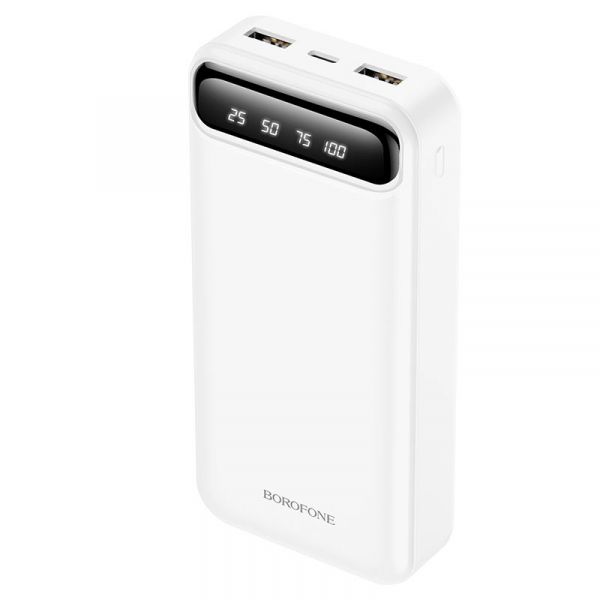    20000 mAh, Borofone BJ14A "Freeway", White, 2xUSB / Type-C, LED    -  2