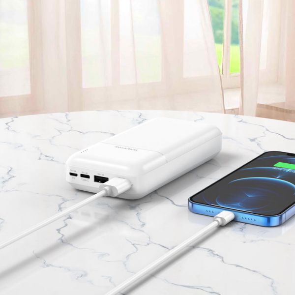    20000 mAh, Borofone BJ16A "Cube", White, 2xUSB / Type-C, LED    -  3