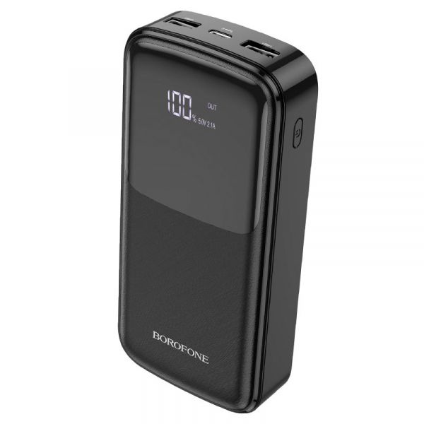    20000 mAh, Borofone BJ17A "Mike", Black, 2xUSB / Type-C, LED   -  1